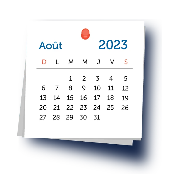 Calendrier Aout 2023